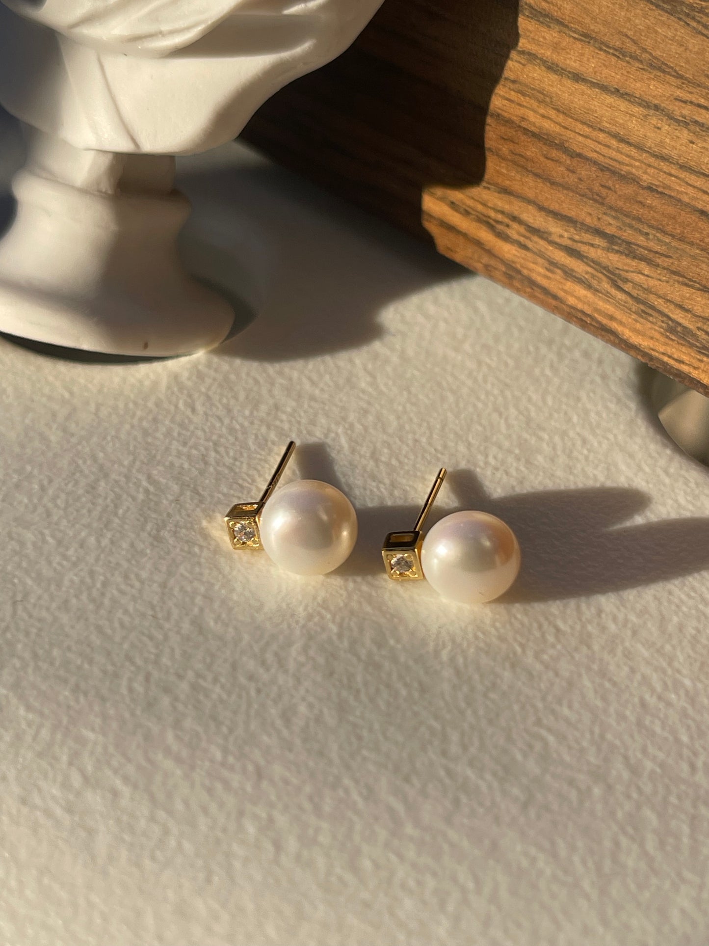 White Freshwater Pearl Classic Earrings In Sterling Silver