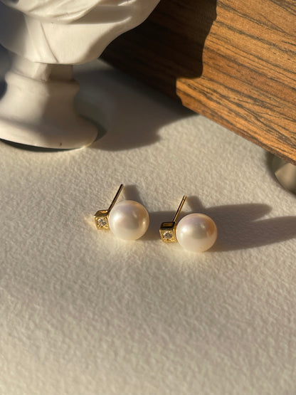 White Freshwater Pearl Classic Earrings In Sterling Silver