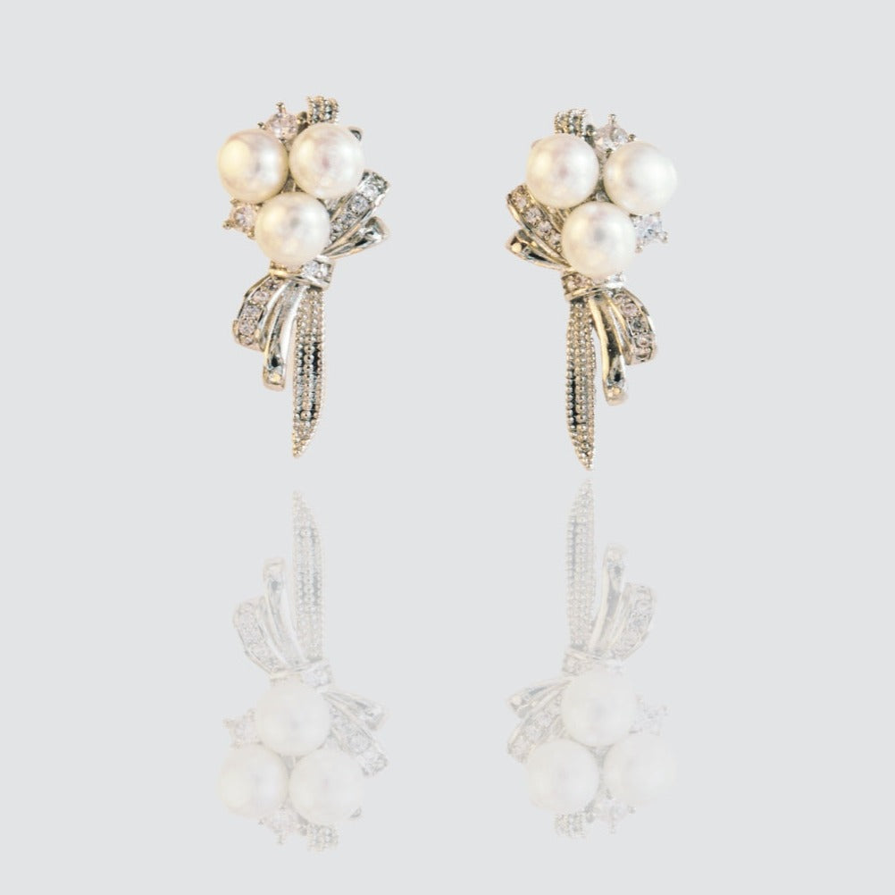 White Freshwater Pearl Bouquet Earrings In Sterling Silver
