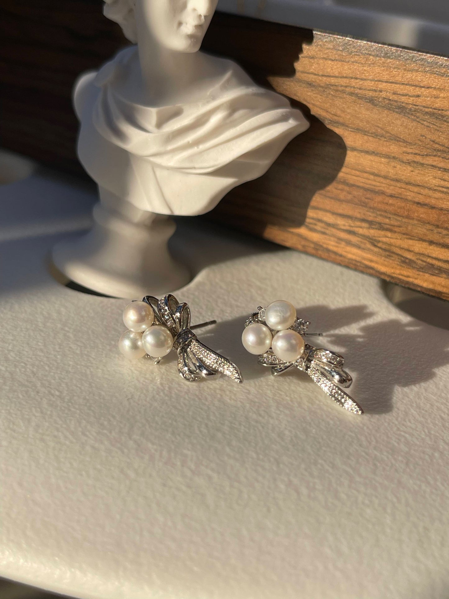 White Freshwater Pearl Bouquet Earrings In Sterling Silver