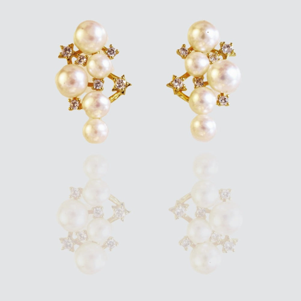White Freshwater Pearl Milky Way Earrings In Sterling Silver