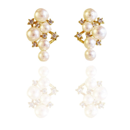 White Freshwater Pearl Milky Way Earrings In Sterling Silver